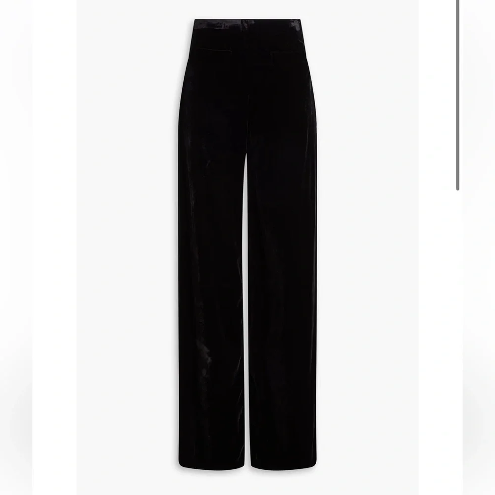 Sandro Black High-Waist Wide-Leg Velvet Pants - Picture 1 of 6